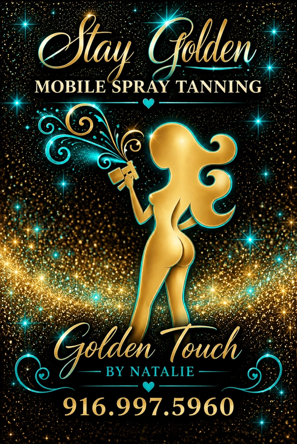 Golden Touch by Natalie spray tanning artwork